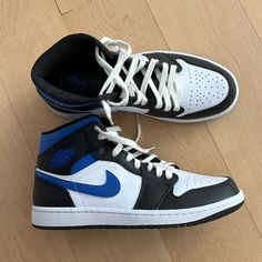 Brand New Nike Jordan Mid 1, Never Worn, Womens 8 Black Lace-up High-top Sneakers With Contrasting Heel, Shoe References, Shoes Nike Jordan, Jordan Mid, Nike Fashion Shoes, Shoe Ideas, Nike Shoes Jordans, Womens Air Jordans, Cute Nike Shoes