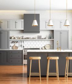 an image of a kitchen setting with stools