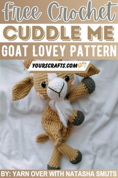 Cute Crochet Cuddle Me Goat Lovey Pattern - Yours Crafts Lovey Free Pattern, Crochet Lovey Free Pattern, Doll Amigurumi Free Pattern, Lovey Pattern, Crochet Lovey, Baby Security Blanket, Pink Yarn, Security Blanket, Amigurumi Free