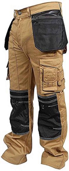 PRICES MAY VARY. Quality Material: These carpenter work pants are crafted from high-quality, thick 100 percent cotton and feature ultra-strong Cordura material fabric. They come with wide belt loops and a heavy-duty zipper for added durability. Ample Storage Options: With multiple pockets, including hammer loops, tool pockets, and spacious cargo pockets, these men's construction pants provide convenient storage for all your essential tools and gear. Enhanced Knee Protection: The construction pan Mens Cargo Pants, Mens Cargo Trousers, Cargo Work Pants, Outfits Hombre, Work Trousers, Work Tools, Mens Cargo, Work Safety, Knee Pads