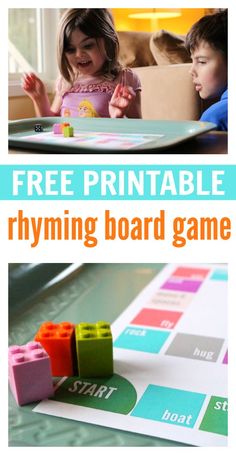 the free printable rhying board game is perfect for kids to play with