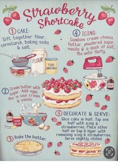 a sign with instructions on how to make strawberry shortcakes and other desserts