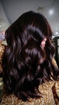 Dark Chocolate Mahogany Hair, Brown Hair For Olive Skin Tone, Dark Cherry Brown Hair Chocolates, Mahogany Highlights On Dark Hair, Dark Chocolate Brown Hair Color Espresso, Dark Mahogany Brown Hair, Dark Chocolate Brown Hair Espresso, Dark Warm Brown Hair, Very Dark Brown Hair