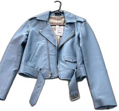 Blue Leather Jacket, Oversized Look, Blue Leather, Limited Time, Color Blue, Leather Jacket, Jackets & Coats, Leather, Blue