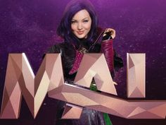 a woman holding up the letters that spell out her name in front of a purple background