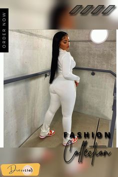 Stand Collar White Jacket Straight Pants Tracksuits White Jacket, Straight Pants, 1 Million, Stand Collar, Order Now, Collar, Pants, White, Trousers