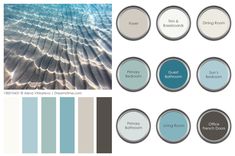 blue and gray color palettes for interior decorating, including the bottom half with different shades