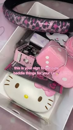 the hello kitty box is packed with various items