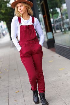 Get ready for winter and stylish layering with these garment dyed high waist overalls. Functional front and back pockets complete these flattering overalls with plenty of stretch. The double cuff make these overalls the perfect piece to style any outfit around. High Waist + Garment Dyed Stretchy 93% COTTON 6% POLYESTER 1% SPANDEX Made in Vietnam Runs True to Size Product Measurements Weight: 1.9 lbs Plus Weight: 1.14 lbs WAIST: 26" FRONT RISE: 11" INSEAM: 28 inches cuffed LEG OPENING: 5" (Measur Red Overalls, Saving Strategies, Double Cuff, High Waist Denim, Curvy Dress, Denim Overalls, Denim Leggings, Active Wear Leggings, The Double