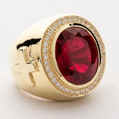 A piece of luxury in your everyday, our Huge Ruby Bishop Ring is an elegant accessory for the modern man. Inspired by classic design, it has a large and weighty construction that can be felt all day long. We use the finest quality 925 sterling silver to craft the rings base before applying a Bishop Ring, Gold Cross Ring, Mens Ruby Ring, Christian Ring, Onyx Ring Men, Yellow Gold Mens Rings, Sterling Silver Mens Rings, Cross Ring, Mens Silver Rings