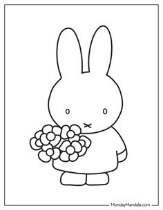 a rabbit holding flowers in its hands