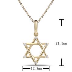 Elevate your style with this stunning 0.07ct tw diamond and gold star of David pendant necklace. Adorned with genuine diamonds and crafted in 18K luxurious gold, this necklace adds a touch of elegance to any outfit. Perfect for everyday wear or special occasions, it's a must-have for any jewelry collection. Metal: 18K Yellow GoldDiamond Shape: 6 Round Brilliant Cut Diamond Weight: 0.07ct tw / Chain Length: 41cm Estimated production time is 4 - 5 weeks Necklace Guide, White Gold Pendant Necklace, Diamond Initial Necklace, Star Of David Pendant, Jewelry Appraisal, Bridal Engagement Rings, Diamond Star, Jewelry Rings Diamond, Diamonds And Gold