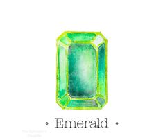 an emerald with the word emerald on it's front and bottom corner in black ink