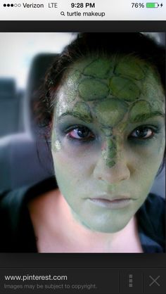 Reptile Makeup, Turtle Makeup, Musical Makeup, Lizard Costume, Seussical Costumes, Theater Makeup, Alice In Wonderland Makeup, Wonderland Makeup, Megan Brown