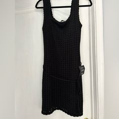 Lulus Medium Black Knit Dress Nwt Black Sleeveless Crochet Evening Dress, Black Fitted Mini Crochet Dress, Black Fitted Crochet Mini Dress, Casual Black Sleeveless Crochet Dress, Casual Black Crochet Mini Dress, Casual Black Crochet Dress For Spring, Black Fitted Casual Crochet Dress, Black Fitted Crochet Dress Casual, Casual Black Fitted Crochet Dress