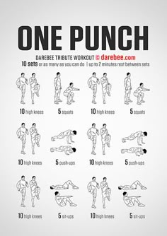 a poster with instructions on how to do one - punch workouts for beginners