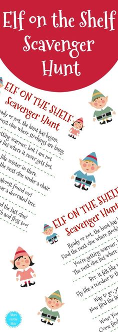 the elf on the shelf scavenger hunt is shown in this printable activity