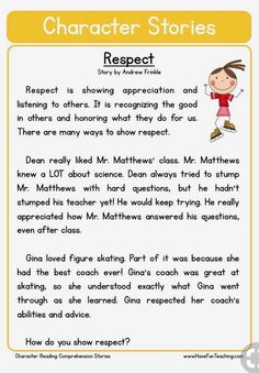 the character story worksheet for children to learn how to read and understand characters