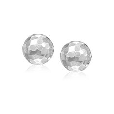 Buy LOVCIA Luxury 14k White Gold Faceted Round Stud Earrings with Push Back (7mm) Round Diamond Engagement Rings, Round Stud Earrings, Fine Earrings, Fine Jewellery Earrings, Gold Earrings Studs, Gold Studs, Diamond Wedding Bands, Gold Metal, Solid Gold