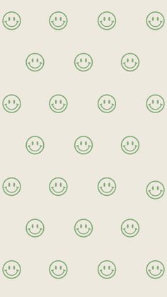 green smiley faces on a white wallpaper with light green lines in the middle and bottom