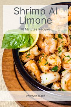 shrimp with lemon and herbs in a bowl