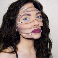 Chloe Henning Professional MUA on Instagram: “Illusion Makeup 💄 Absolutely no idea what to call this look so just going with illusion makeup lol, any ideas? • inspired by the absolute…” Halloween Illusion Makeup, Makeup Optical Illusions, Makeup Illusions, Face Painting Illusion, Makeup Mask Illusion, Makeup Editorial