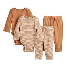 Style your little one in this Jumping Beans bodysuit and pant set. Style your little one in this Jumping Beans bodysuit and pant set. FEATURES 4-piece set includes: 2 bodysuits & 2 pairs of pants Bodysuit: envelope neckline, inseam snaps Pants: elastic waistband Convenient designFABRIC & CARE Cotton, polyester Machine wash ImportedRESPONSIBLE Supports more sustainable cotton farming Tested for harmful substances STANDARD 100 by OEKO-TEX® CERTIFIED Certification No. KL020 175227 TESTEX Testing In Clothes Guide, Snap Pants, Shopping Haul, Cotton Farming, Set Style, Jumping Beans, Baby Pants, Pant Set, Baby Products