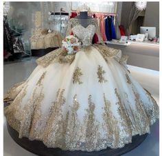 Champagne Quinceanera Dress Gold Quince Dress, Champagne Quince Dresses, Formal Birthday Party, Long Sleeve Quinceanera Dresses, Champagne Quinceanera Dresses, Thrift List, White Quinceanera Dresses, Xv Dresses, Quince Themes