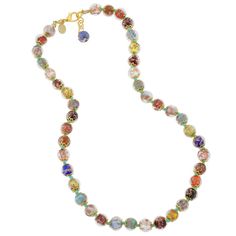 PRICES MAY VARY. Measurements: The necklace is just over 16 inches long and comes with an elegant attached extender chain. Each bead is approximately 3/8 inch in diameter. The non-glass elements of this necklace are made of 18 kt gold-plated brass for durability, all-day comfort, and an elegant look. This Murano Glass necklace comes with an attractive velvet pouch and a certificate of authenticity. Additional matching jewelry items such as earrings and bracelet shown on some product photos, are Multicolor Necklace, Murano Glass Necklaces, Murano Glass Jewelry, Handmade Beaded Necklaces, Dope Jewelry, Matching Jewelry, Jewelry Lookbook, Beads Handmade, Brass Accents