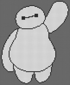 an image of a cartoon character in the style of cross stitchs on a gray background