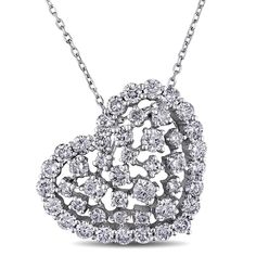 This lovely heart necklace features round white diamonds set in 14-karat white gold. This elegant one-of-a-kind pendant is hung on a diamond-cut cable chain. White Diamonds Diamonds: 45 Diamond cut: Round Diamond weight: 2 carats Color: G-H Clarity: SI1-SI2 Setting: Prong Metal information and dimensions Metal: 14k whi Heart Necklace Diamond, Mens Silver Necklace, Peoples Jewellers, Romantic Design, Stunning Jewellery, Silver Pieces, Rose Gold Necklace, Diamond Heart, 925 Sterling Silver Jewelry