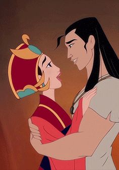 the prince and princess are embracing each other in this animated scene from disney's beauty and the beast