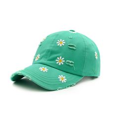 Ladies Baseball Caps, Daisy Hat, Daisy Flower Pattern, Spring And Summer Outfits, Trendy Embroidery, Distressed Hat, Party Suits, Fabric Strap, Love Hat