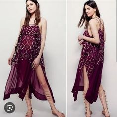 This Piece Is A Work Of Art - Sheer And Shimmery Perfection. The Color Is True To Stock Photos - A Beautiful Purple Plum. Size Says Small, But It Is An Oversized Overlay- Kind Of Like A Kaftan. If You're Familiar With The Brand, You Know How They Do The Oversized/Shapeless Thing *So* Well. That's Why We Do The Fp!! Anyway, I Typically Wear L/Xl, And Even Pregnant, It Still Fits Because Of The Extra Fabric. I Was Hoping To Wear It For Maternity Photos, But I Don't Like My Arms Right Now! Haha. Oh Summer Maxi Dress Boho, Goddess Maxi Dress, Free People Maxi, Maxi Tops, Free People Maxi Dress, Mesh Maxi Dress, Grey Maxi Dress, Long Tank, Bodycon Maxi Dresses