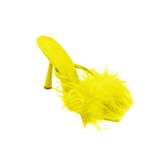 Yellow Party Sandals With 4-inch Heel, Fitted Yellow Sandals For Party, Yellow Party Heels With Padded Heel, Yellow Sandals With 4-inch Heel For Party, Party Yellow Sandals With 4-inch Heel, Fitted Yellow High Heel Sandals, Fur Mules, Mules Sandals, Heeled Mules Sandals