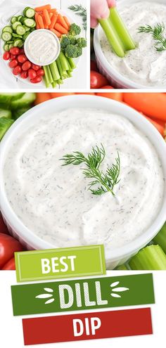 the dip is made with fresh vegetables and dip dressing