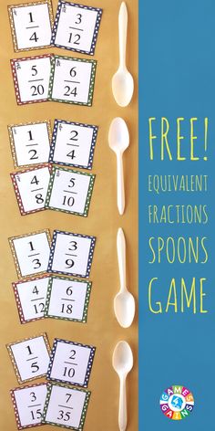 free printable fraction fractions spoons game for kids to practice counting and addition skills