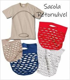 four pairs of short sleeves with holes on the front and back, all in different colors