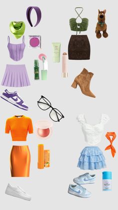 an assortment of women's clothing and accessories arranged in the shape of a circle