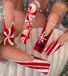 Nail Noel, Nail Art Noel, Long Square Nails, Christmas Nails Acrylic, Nail Swag, Winter Nail Art, Festival Nails