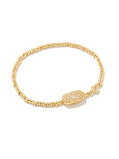 Kendra Scott-Kendra Scott Grayson Crystal Stretch Bracelet - Leela and Lavender Gold Stretch Bracelet, Preppy Jewelry, Link Earrings, Drinks Recipes, Platform Sandals Heels, Stretchy Bracelets, Gold Crystal, White Crystal