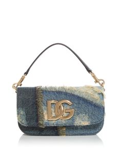 Dolce & Gabbana Denim Patchwork Shoulder Bag Denim Patchwork Bag, Dress Reference, Dg Logo, Dolce E Gabbana, Denim Patchwork, Virtual Closet, Chic Accessories, Metallic Logo, Small Bag