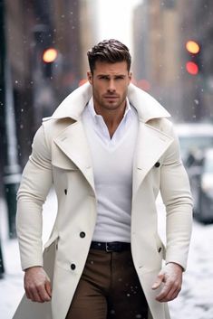 Beige Business Pea Coat For Winter, Beige Pea Coat For Winter Business Occasions, Beige Pea Coat For Business In Winter, Beige Business Outerwear For Winter, Beige Winter Outerwear For Business, Beige Winter Business Outerwear, Cream Lapel Collar Outerwear For Business, Beige Lapel Collar Sport Coat For Winter, Cream Double-breasted Pea Coat For Winter