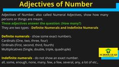 an adjective that is used to describe numbers