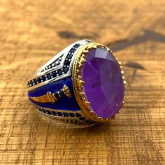 Purple Tourmaline, Silver Ring Men, Handmade Jewelry Ring, Handmade Silver Ring, Tourmaline Stone, Men Ring, Purple Band, Mens Ring