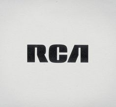 the word rca is written in black on a white background