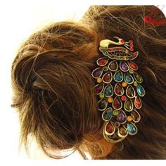 Gorgeous Vintage Peacock Hair Accessory. Multi Colored Crystals. Handmade. New In Package. Peacock Hair Clip, Peacock Hair, Peacock Jewelry, Hair Accessories Vintage, Vintage Hair Clips, Rhinestone Hair Clip, Jewelry Crystal, Hair Accessories Jewelry, Crystal Hair