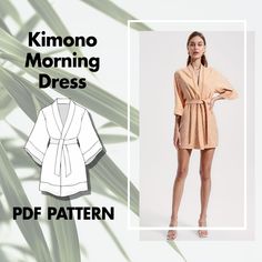 🌟 Create Your Own Kimono Morning Dress - Perfect for sewists of all skill levels, especially beginners! ✂️ Available Sizes: XS - XL - With this pattern, you can craft a chic Kimono Morning Dress in any of these sizes, ensuring a perfect fit for everyone. 📚 Comprehensive Guide: - Illustrated guide is included, detailing every step to help you confidently sew your new Kimono Morning Dress! 📄 Pattern Details: - This pattern is provided in English. - Includes a 1 cm seam allowance.  - The digital Gown Sewing Pattern, Short Kimono Robe, Morning Dress, Sewing Courses, Seam Allowance, Kimono Pattern, Seam Ripper, Womens Sewing Patterns, Sewing Lessons