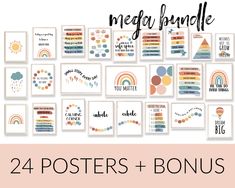 the mega bundle includes 24 posters and 8 printables