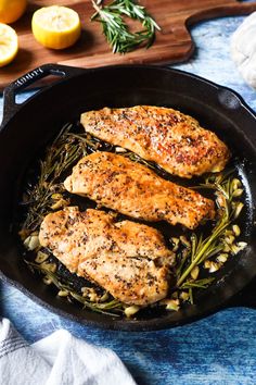 BEST EVER Cast Iron Skillet Chicken Breast - Bless This Meal Cast Iron Skillet Chicken Breast, Iron Skillet Chicken Breast, Skillet Chicken Breast, Cast Iron Chicken Recipes, Iron Skillet Chicken, Pan Chicken Breast, Rosemary Sauce, Cast Iron Chicken, Pan Chicken Recipes